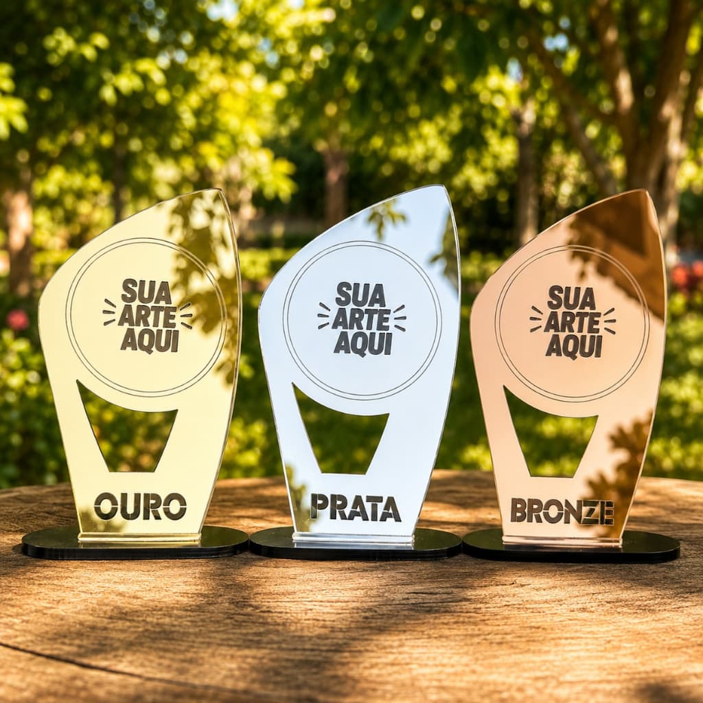 Kit de Troféus Personalizados em Acrilico para Eventos, Competições e Premiações – 5 | 10 | 15 | 20 Un. | Mod. Master