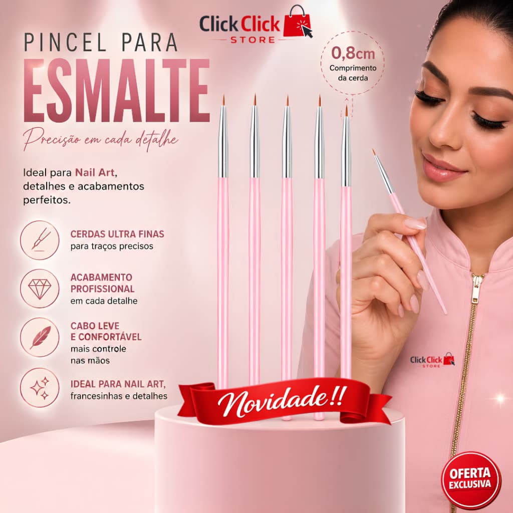 Pincel Profissional  Esmalte em Gel Nail Designer Aplicação Precisa Unhas  SQ5038