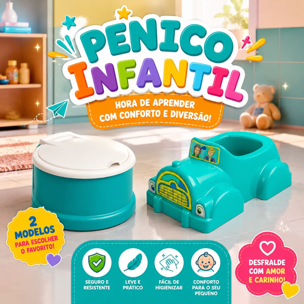 Pinico Infantil Carro Calhambeque Verde ou Troninho Nene Verde Assento Redutor para Desfralde de Menino Plasnorthon