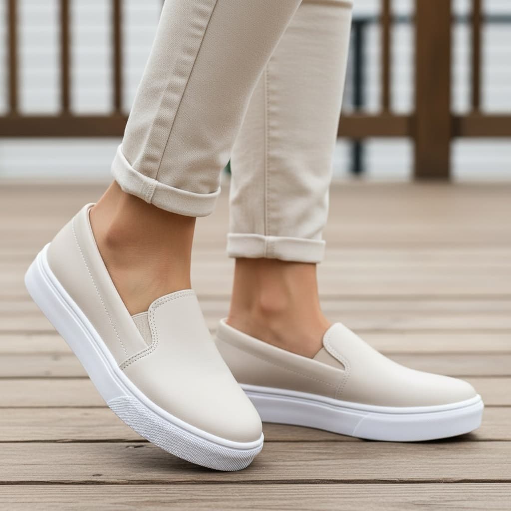 Slip On Feminino Casual Plataforma Confortável Leve Fashion Antiderrapante para Dia a Dia Trabalho Passeio e Lazer