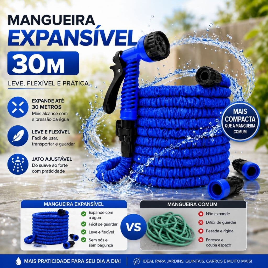 Magic Hose 30M 15M 7,5M Flexible 7 Functions Jet Irrigation for Garden Car Washing Cor Aleatória: Azul ou Verde