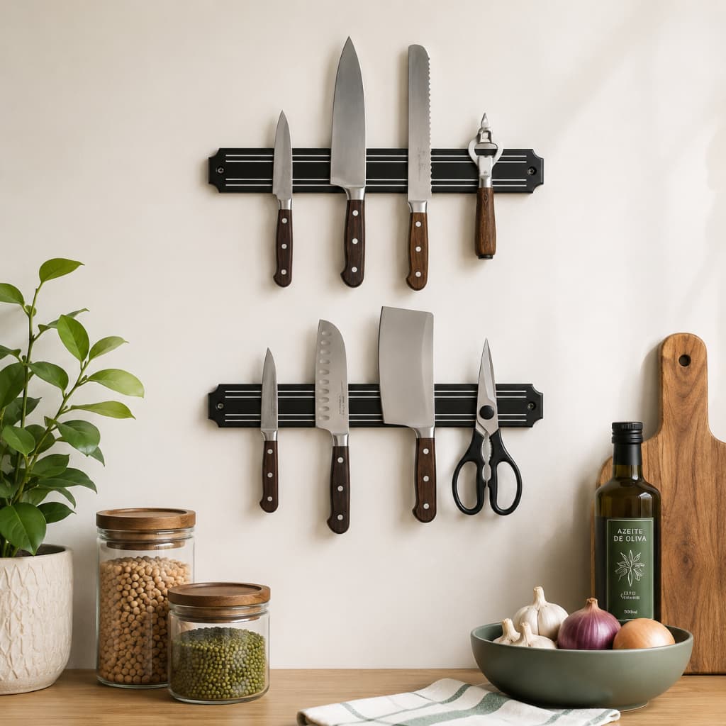 Kit 2 Barra Magnética Imã Facas Ferramentas Suporte 32,6cm Cozinha Multiuso