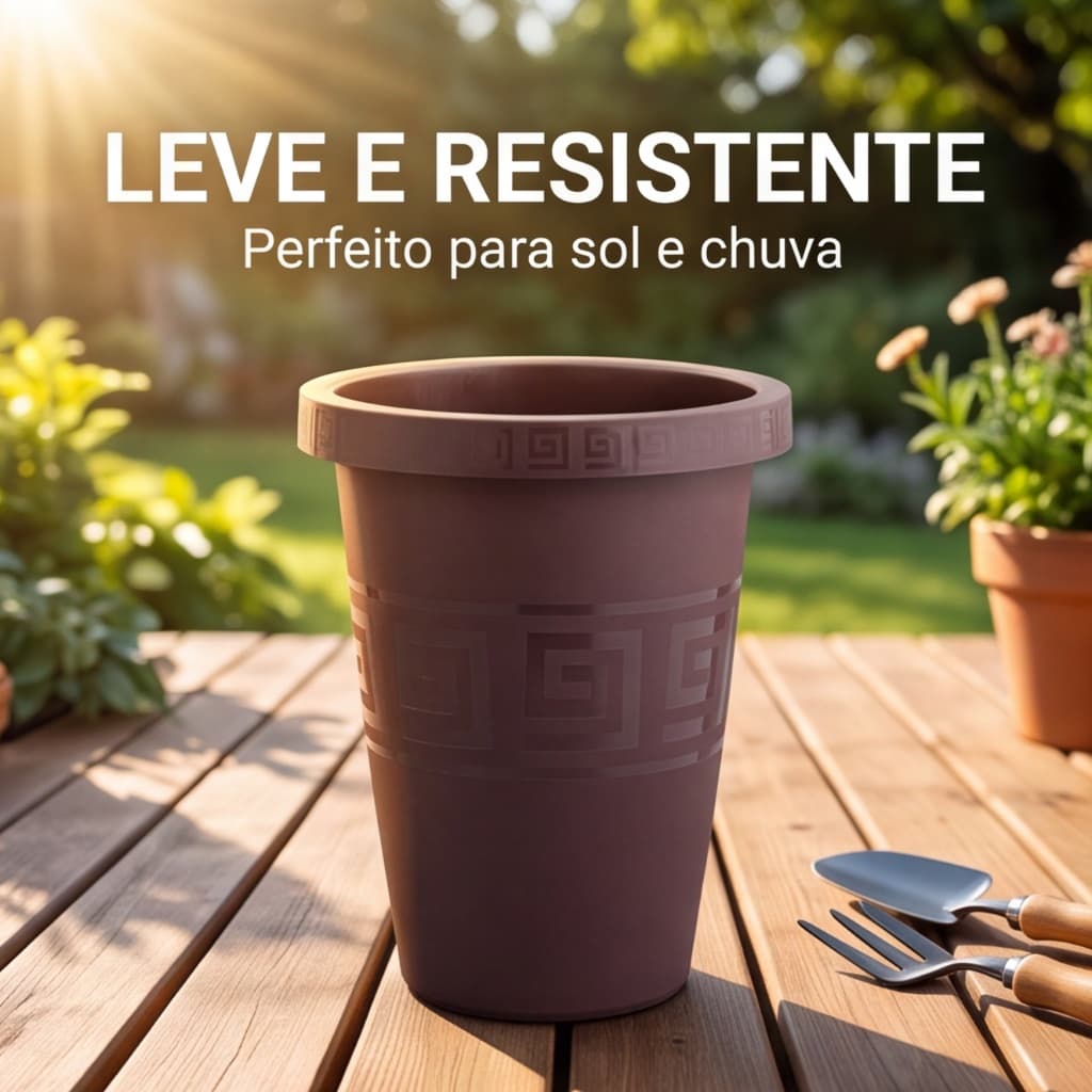 Kit 2 Vasos Redondos Coluna 32 Litros Reforçado Decorativo Jardim Para Plantas e Decoração