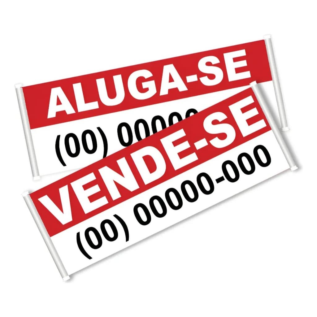 Faixa Lona Vende-se ou Aluga -se 200x70cm Personalizada (Arte Inclusa)