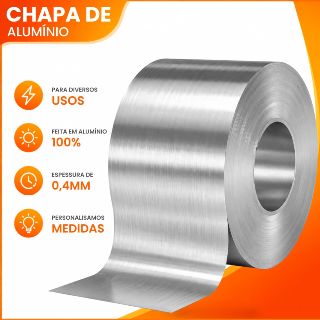 Chapa de alumínio com 50cm 2 metros para calhas e rufos, artesanatos