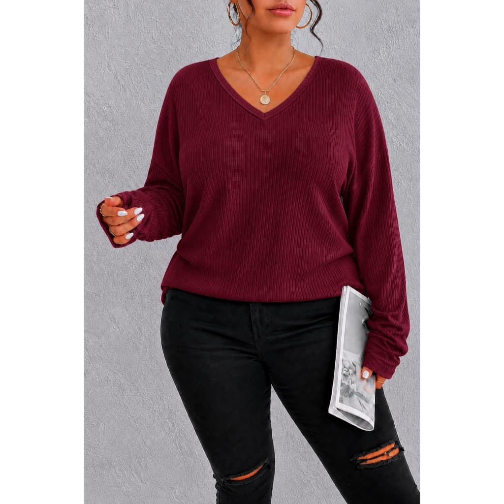 Blusa Feminina Manga Longa Plus Size para Trabalhar Elegante Confortável Gola V Poncho Inverno Blusa de Frio
