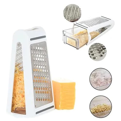 Ralador De Queijo Manual Com Dispenser Inox Fatiador Cortador Legumes Multiuso Reservatório Queijos 480ml