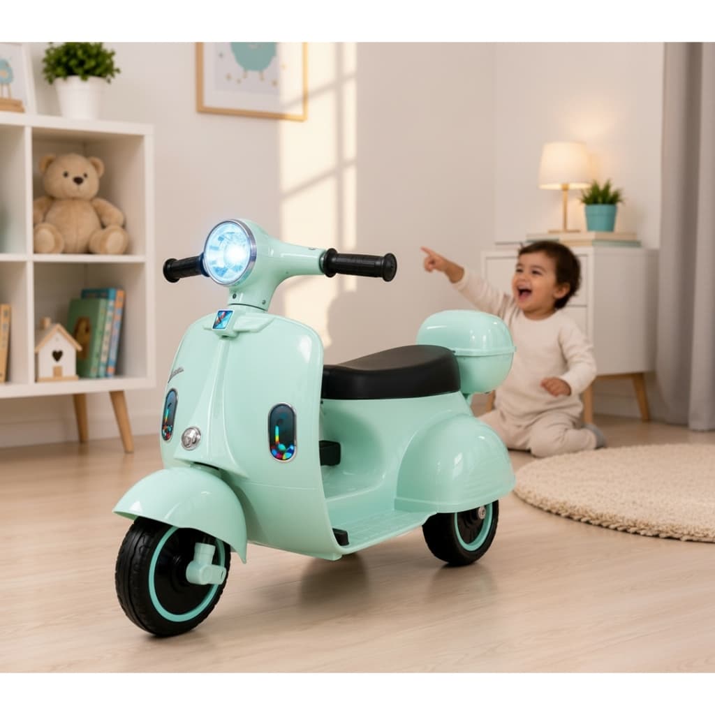 Mini Moto Elétrica Infantil Menino Menina Triciclo Bateria Rodas laterais