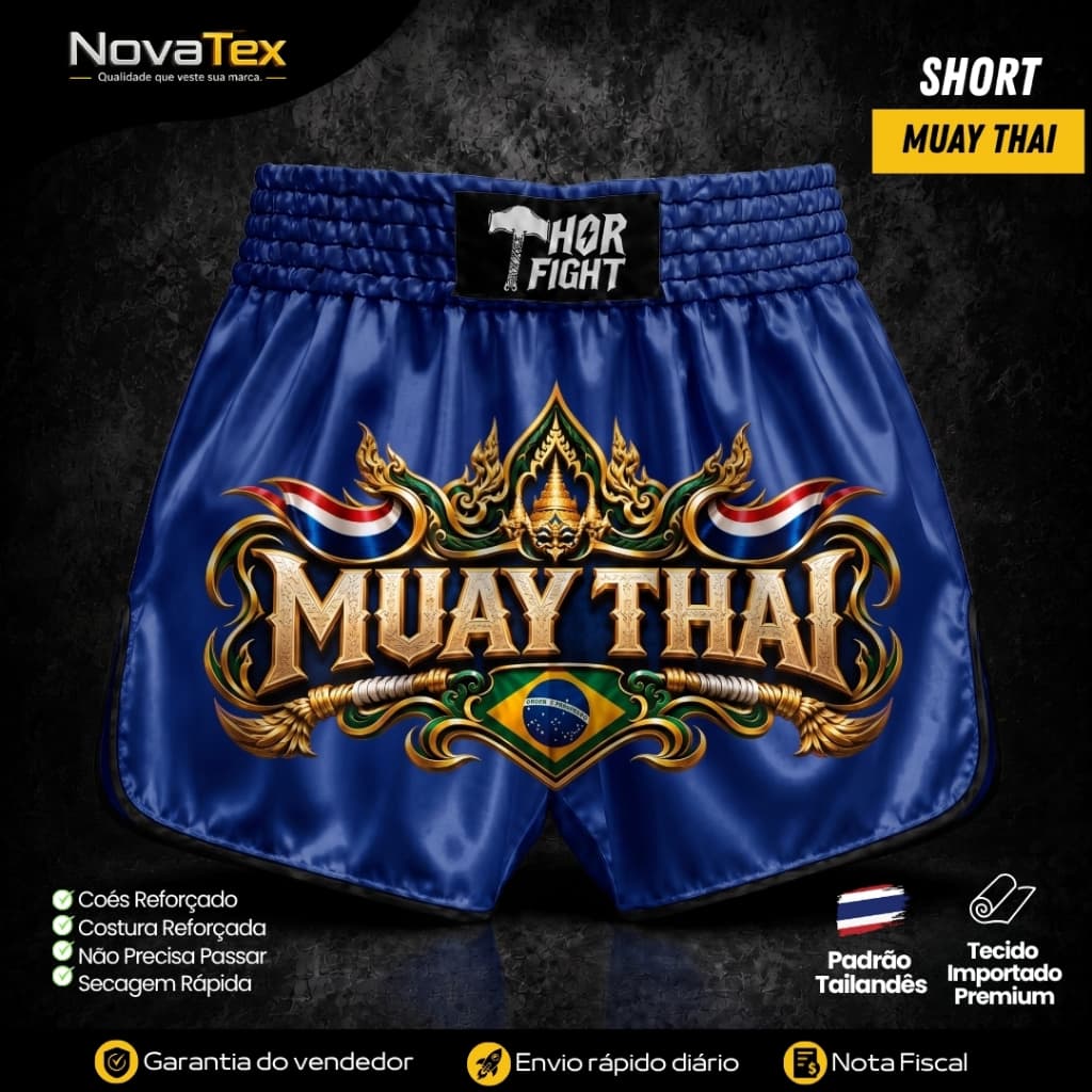 Short Muay Thai Thailand Elite Unissex Premium Confortável Treino e Competição