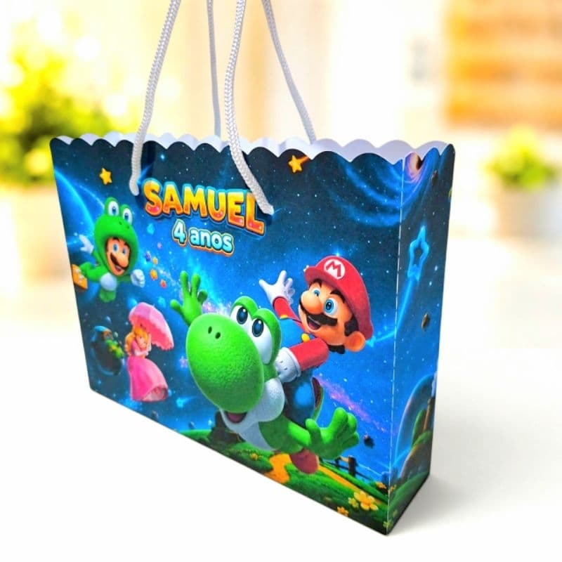 Sacolinha Mário Galaxy Lembrancinha Festa Infantil Personalizados Aniversário