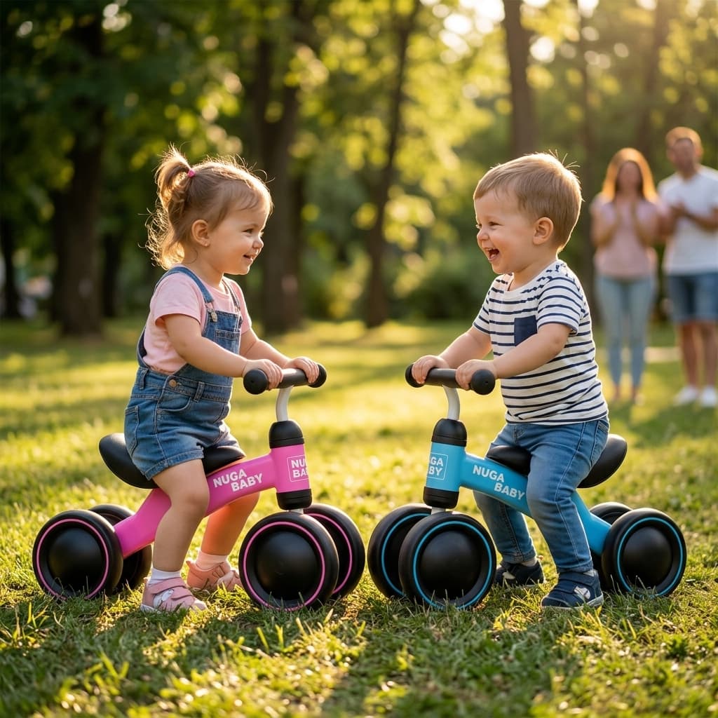 Bicicleta Bike Infantil De Equilíbrio Com 4 Rodinhas Para Crianças A Partir De 12 Meses Até 25kg