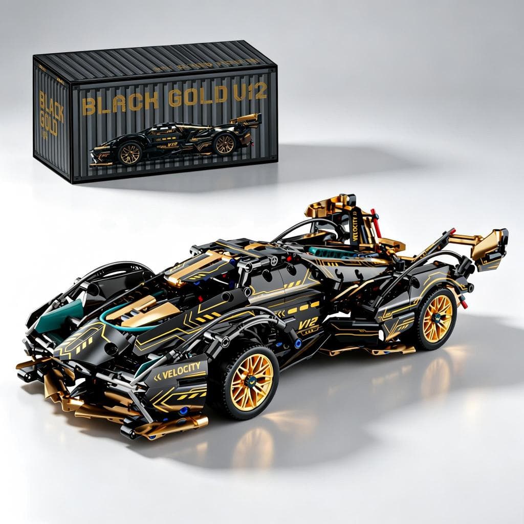 Conjunto de blocos de montar de carros de corrida estilo Lamborghini — Conjunto de brinquedos educativos DIY