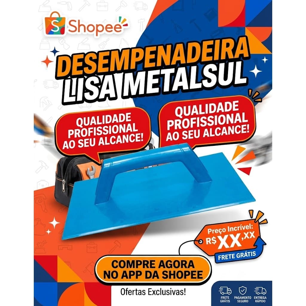Desempenadeira Lisa Plastica Metalsul Para Massa E Acabamento Profissional