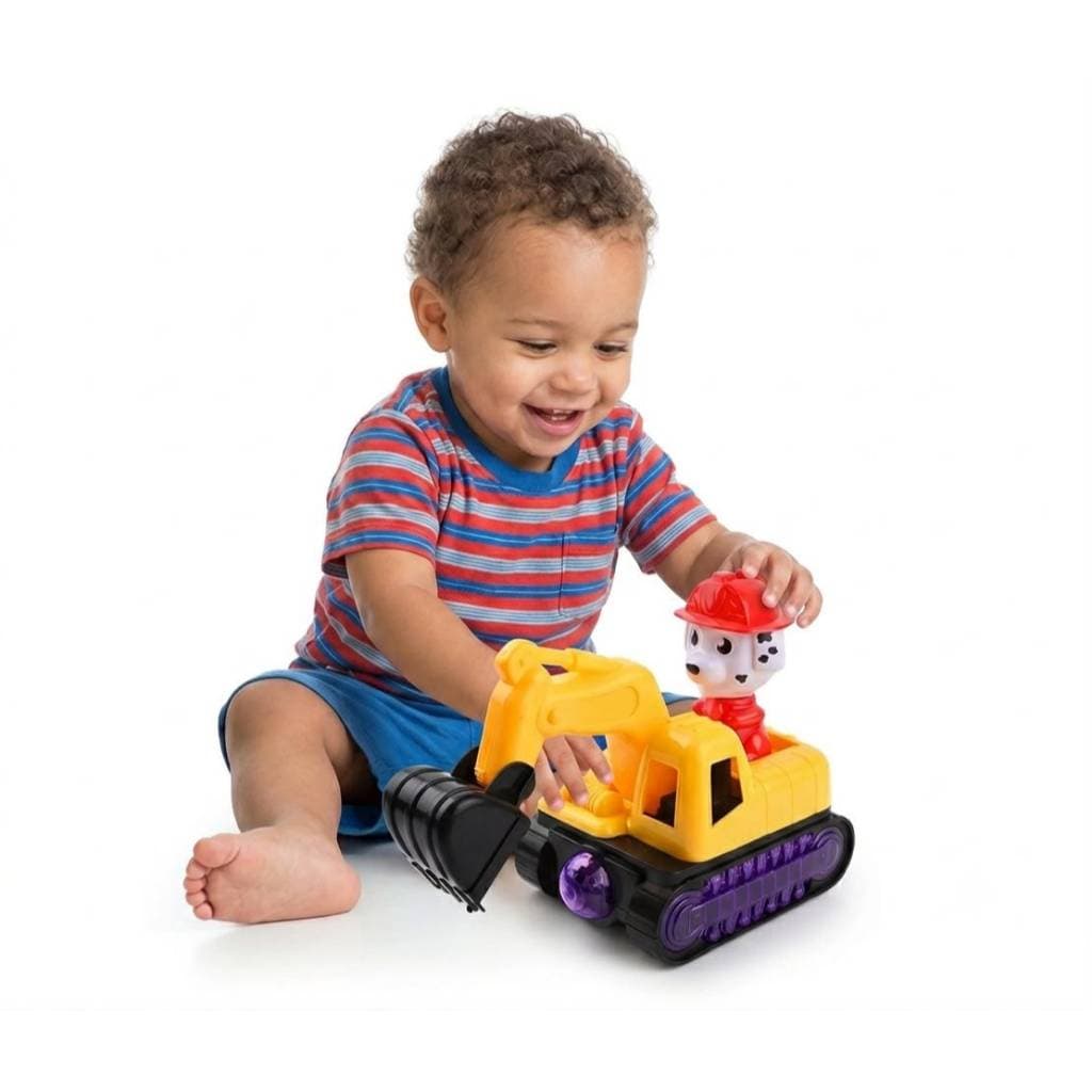 Escavadeira Elétrica de Brinquedo Patrulha Canina Bate e Volta Com Luz e Som