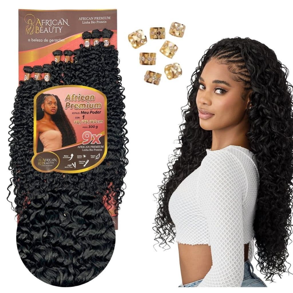 Cabelo Meu Poder Cacheado Knotless Braids 80cm Entrelace Crochet Braid Boho Gypsy Box Braids Aplique para Tranças