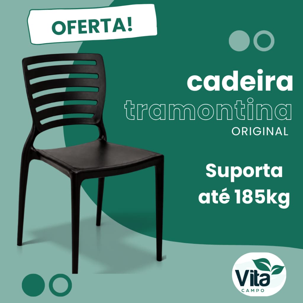 Cadeiras Reforçada Preta Tramontina Encosto Horizontal Restaurante Jardim Resistente Casa Área Externa