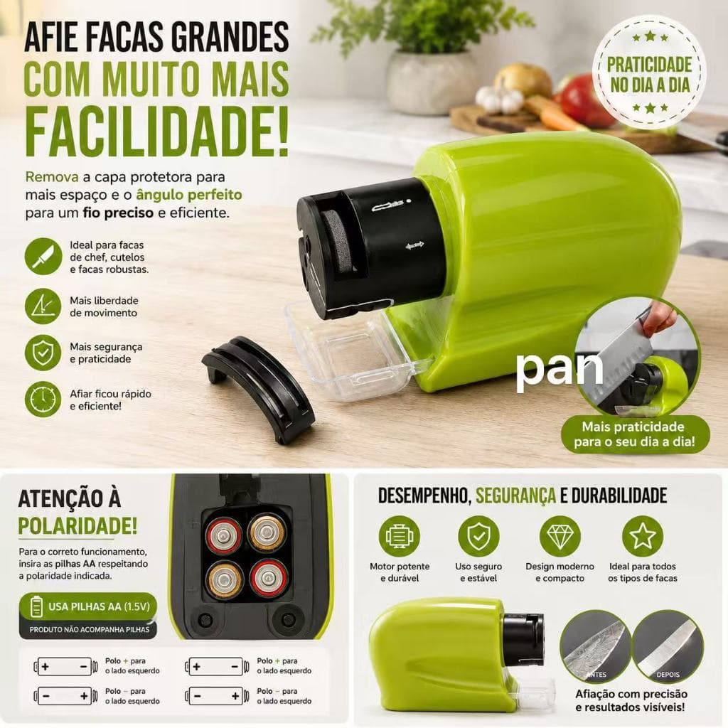 Amolador Afiador à Pilha Para Facas Tesouras e Ferramentas