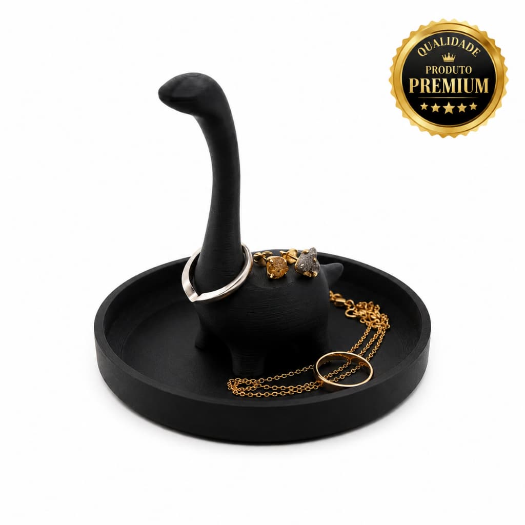 Porta Anel Dinossauro Branco 3D – Suporte Decorativo Criativo para Anéis e Bijuterias | Organizador de Joias