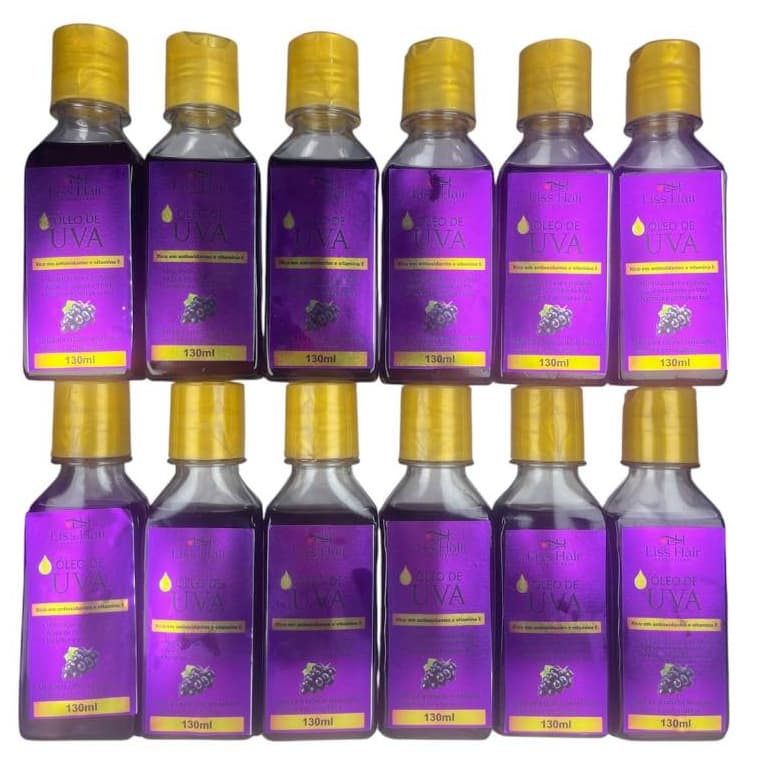 Óleo Capilar de Uva 130mL Maciez, Luminosidade Intensa e Redução do Frizz 12 Unid. Liss Hair