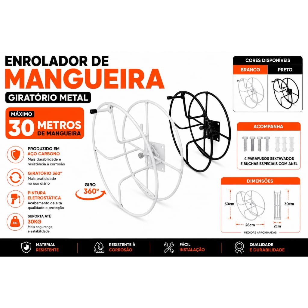 Suporte de Mangueira de Enrolar Metal