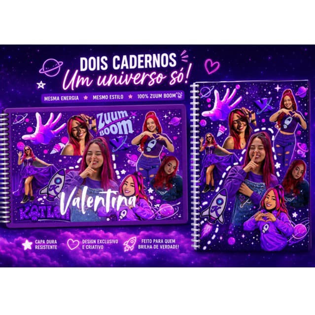 Kit Caderno KATLEN DOS ROSA personalizado com nome