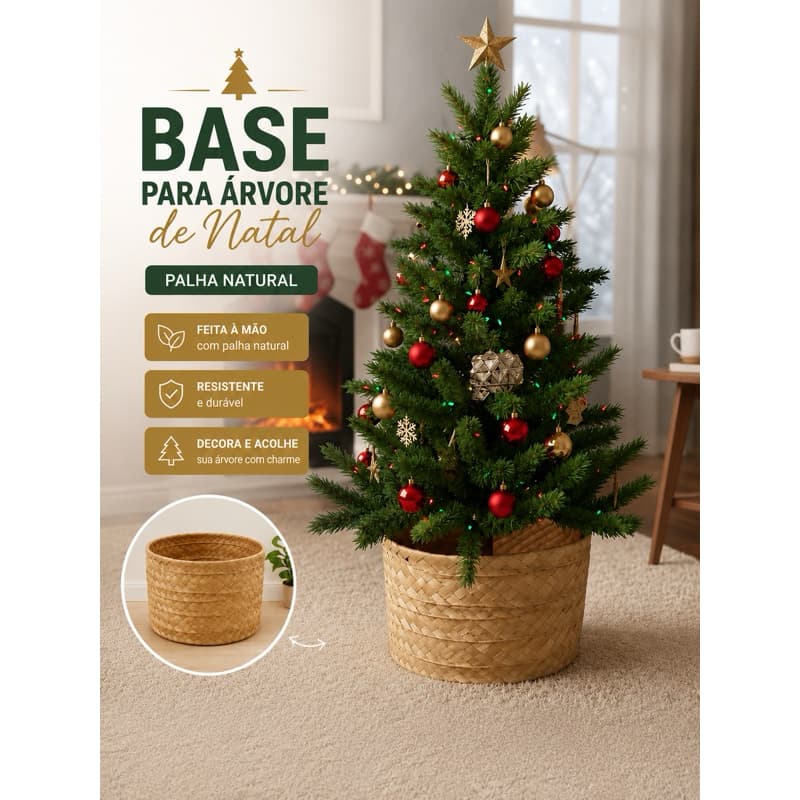 Base para Árvore de Natal de Palha de Carnaúba fundo MDF