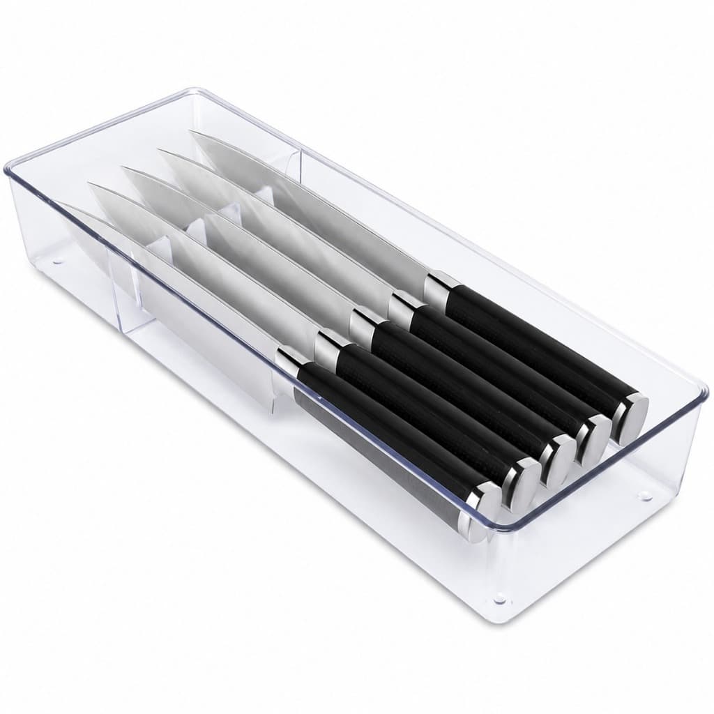 Organizador de Facas para Gaveta Acrílico Transparente Porta Facas Cozinha 5 Divisórias Organizador Cozinha