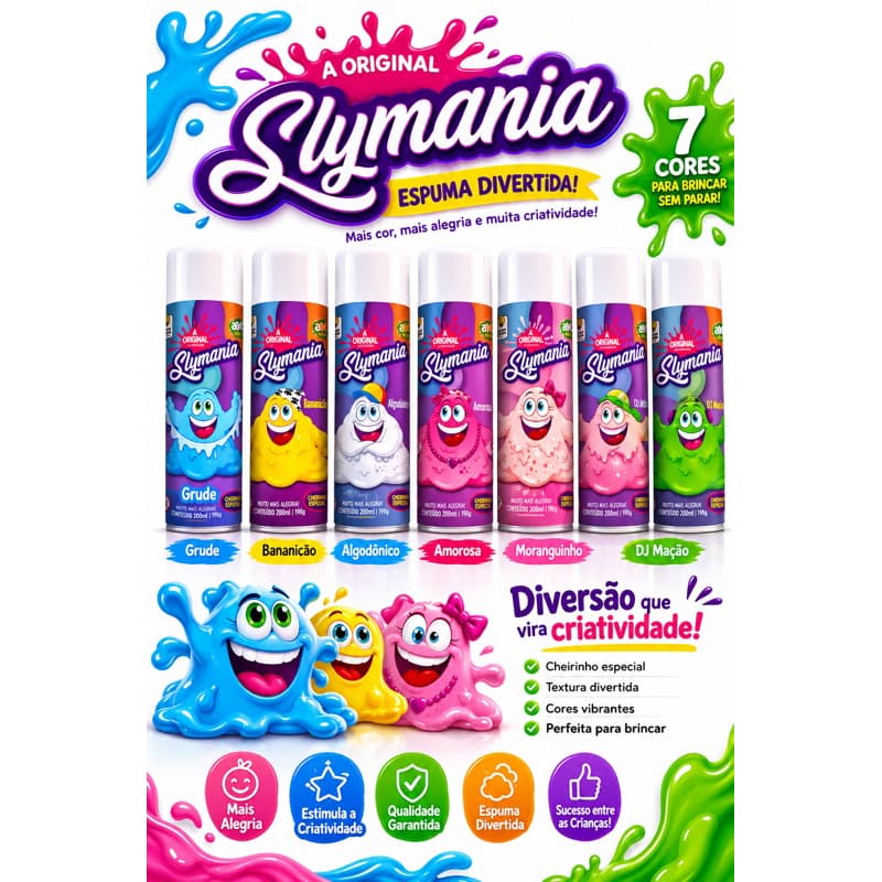 2 Espumas Slime Slymania Colorida Com Cheiro - Cada Un 19,99