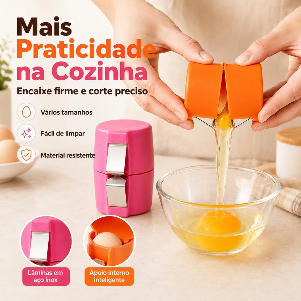 Mini Abridor de Ovos Portátil com Lâmina de Aço, Quebrador de Casca de Ovo Cru para Cozinha, Confeitaria e Café da Manhã