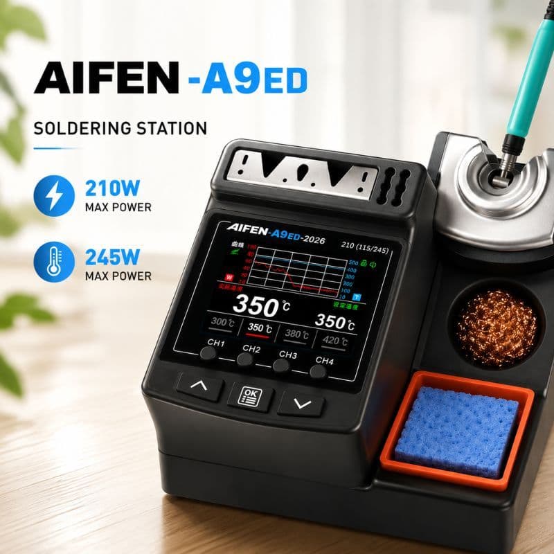 Estação De Solda Aifen A9ED 180W Profissional Display Colorido Compatível C115 C210 C245 Bivolt