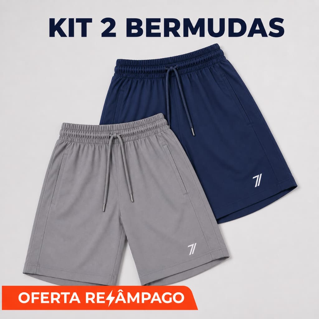 Kit 2 bermudas masculinas academia Seven Move treino praia corrida shorts elástico tecido leve