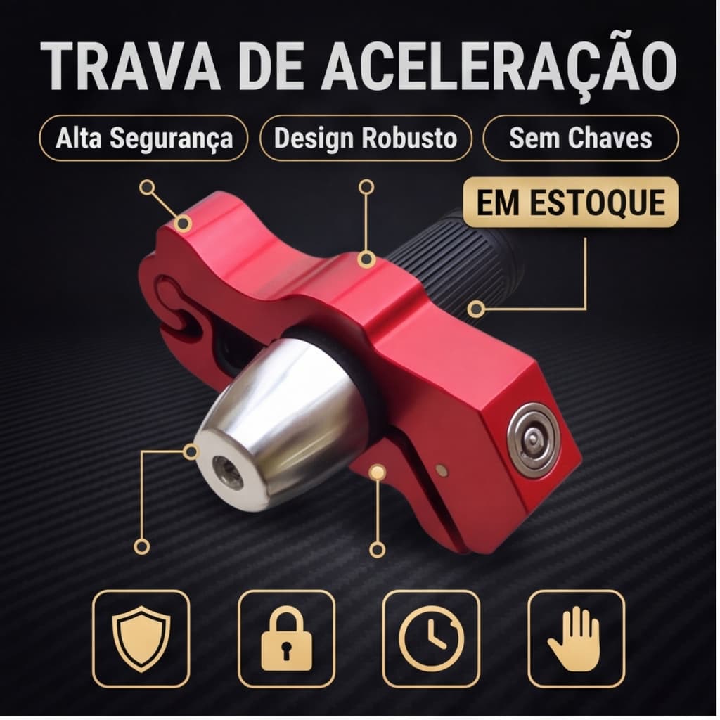 Trava de Guidão Universal Ajustável para Moto, Sistema Antifurto com Cadeado de Segurança