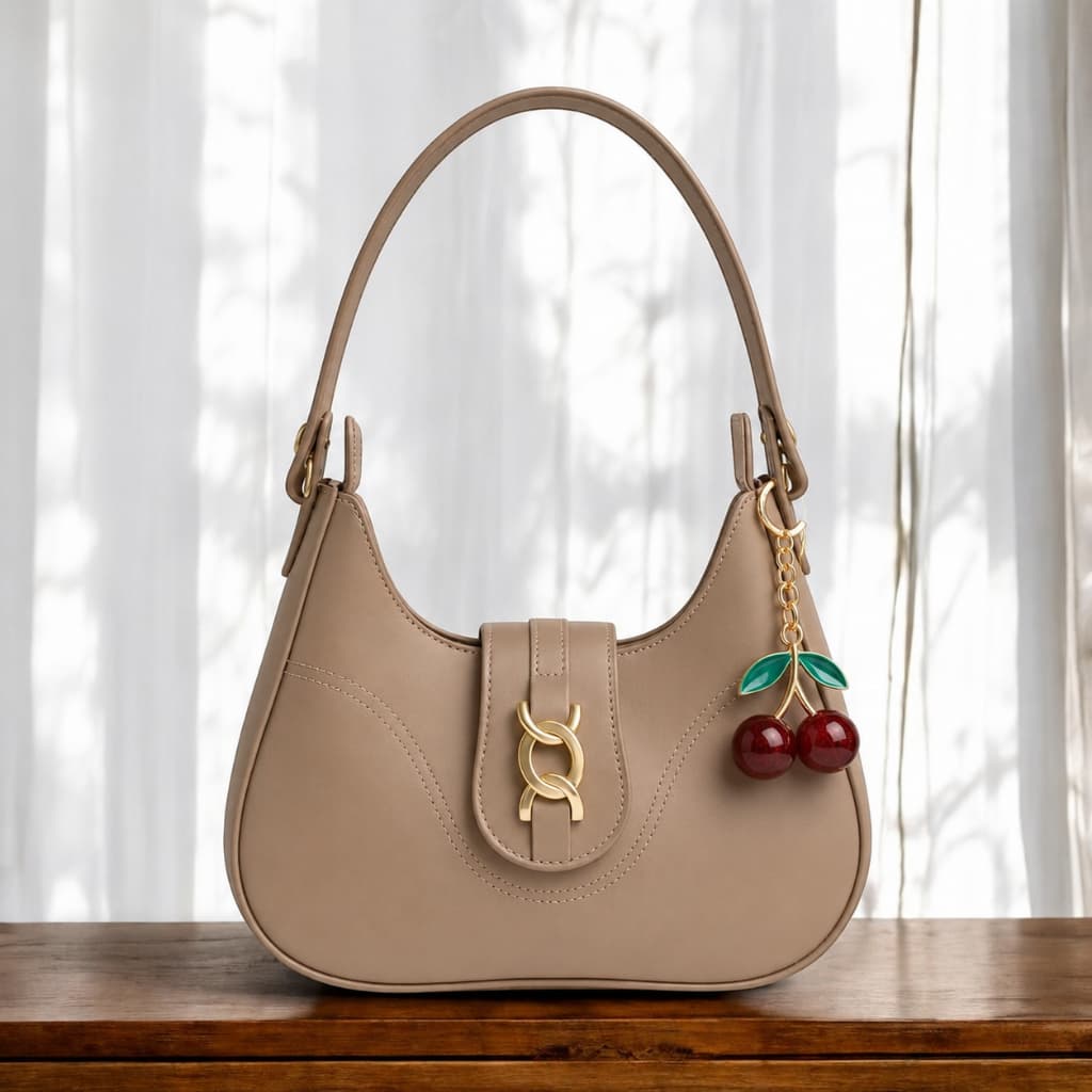 Bolsa Charm Casual + Chaveiro Cereja Moderno SK 01
