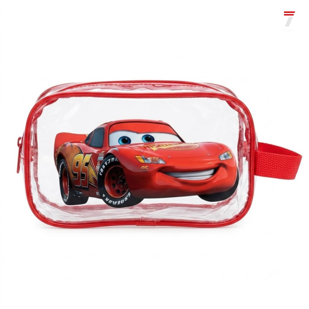 Necessaire Transparente Personagens Carros Infantil Impermeável Porta Higiene Viagem