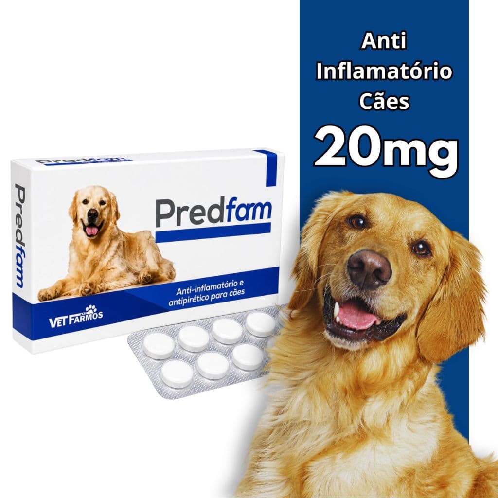 Predfarm 20mg Anti-inflamatório Anti Febre Corticoide para Cães Prednisolona Esteroidal