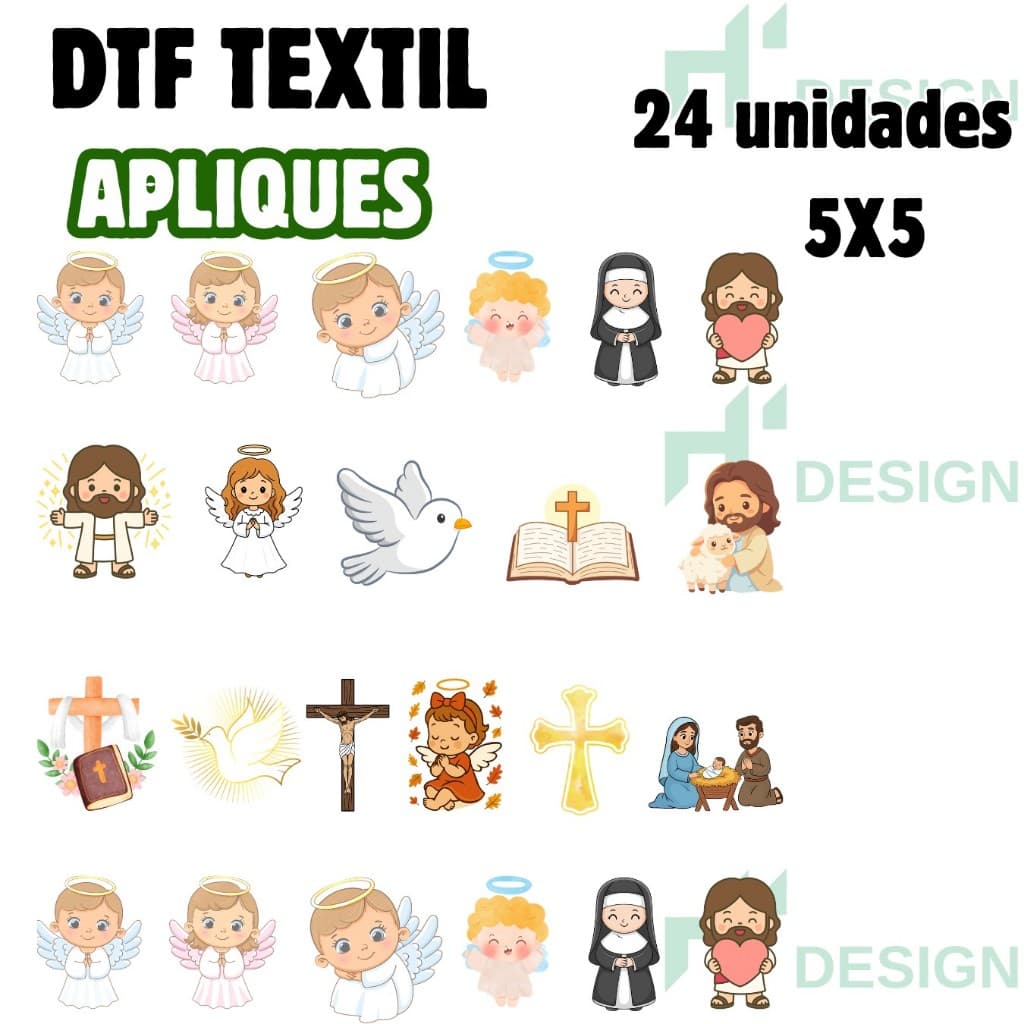 Apliques Termocolantes DTF Textil Apliques Prontos 5x5 Para Tecidos Envio Rapido Modelo REF:149