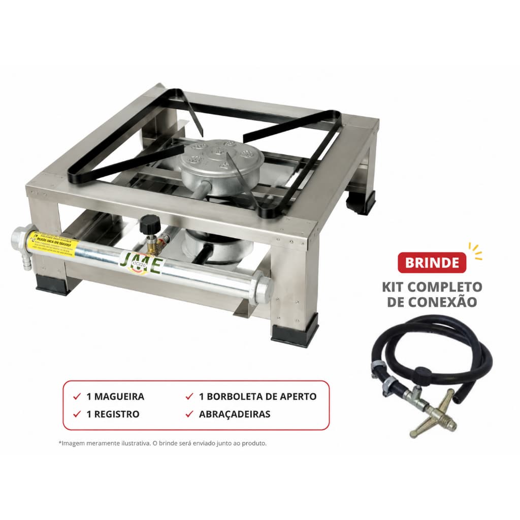 Fogão de Mesa 1 Boca(30x30) 100% Inox,  Portátil para Caminhoneiro, Compacto, Resistente e Prático