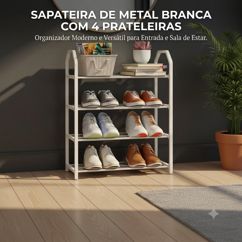Sapateira Vertical Organizador De Sapatos Aço Preto 5 Prateleiras Multiuso Compacta 99x43x27cm Ideal