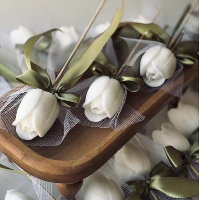 Vela Aromática Tulipa – Lembrancinha Artesanal | Kit até 50 Uni + Tag Brinde - Casamento, Aniversário, Festa