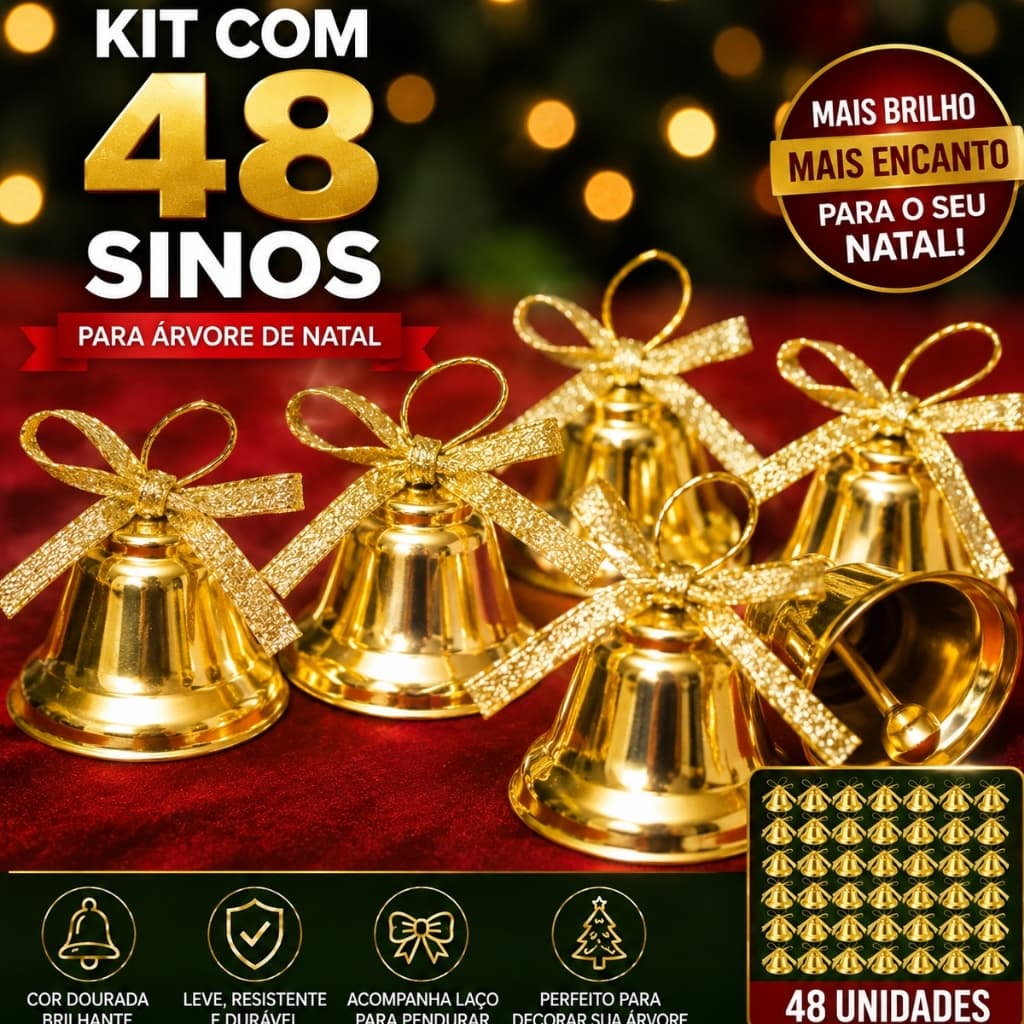 Sinos Enfeites De Natal Decoração Pendente Árvore Dourado Decorativos Enfeites Brilhantes Luxo 12/24/36/48