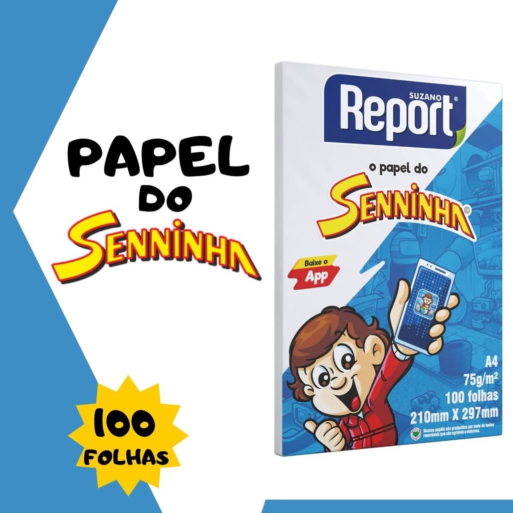 100 folhas A4 Sulfite Seninha Branco - 75gr - Qualidade Premium