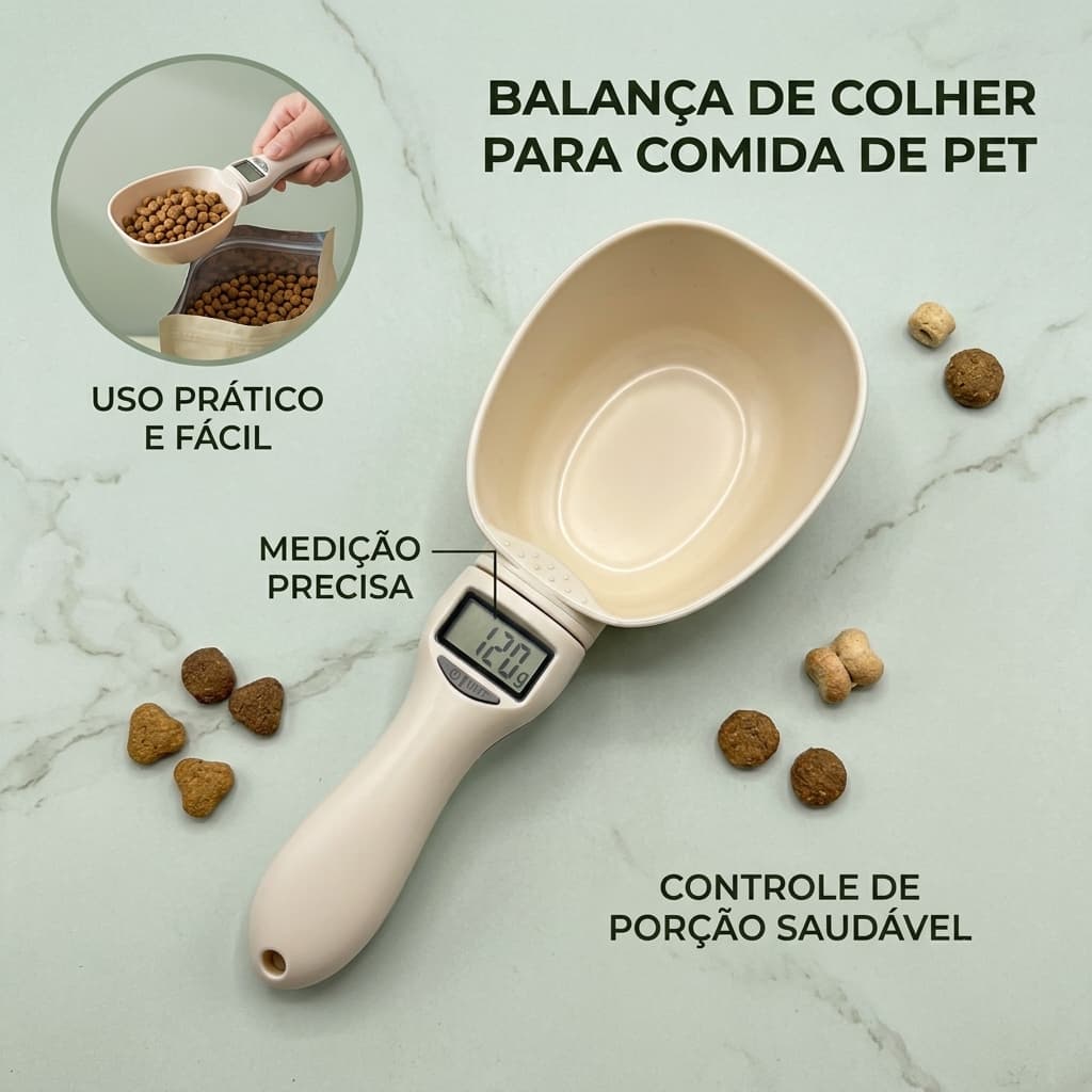Balança Colher Digital Precisão Ração Pet LCD Cozinha