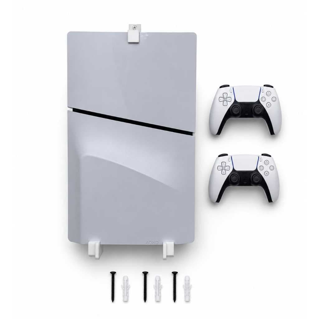 Kit Suporte De Parede Para PS5 Slim Midia Fisica +  2 Suporte Para Controle
