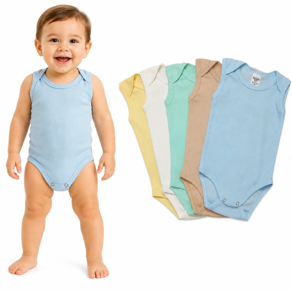 kit 5 regata body bebe infantil malha canelada