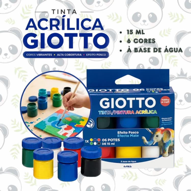 Tinta Acrílica Fosca 6 Cores 15ml Pintura Artesanato | Giotto