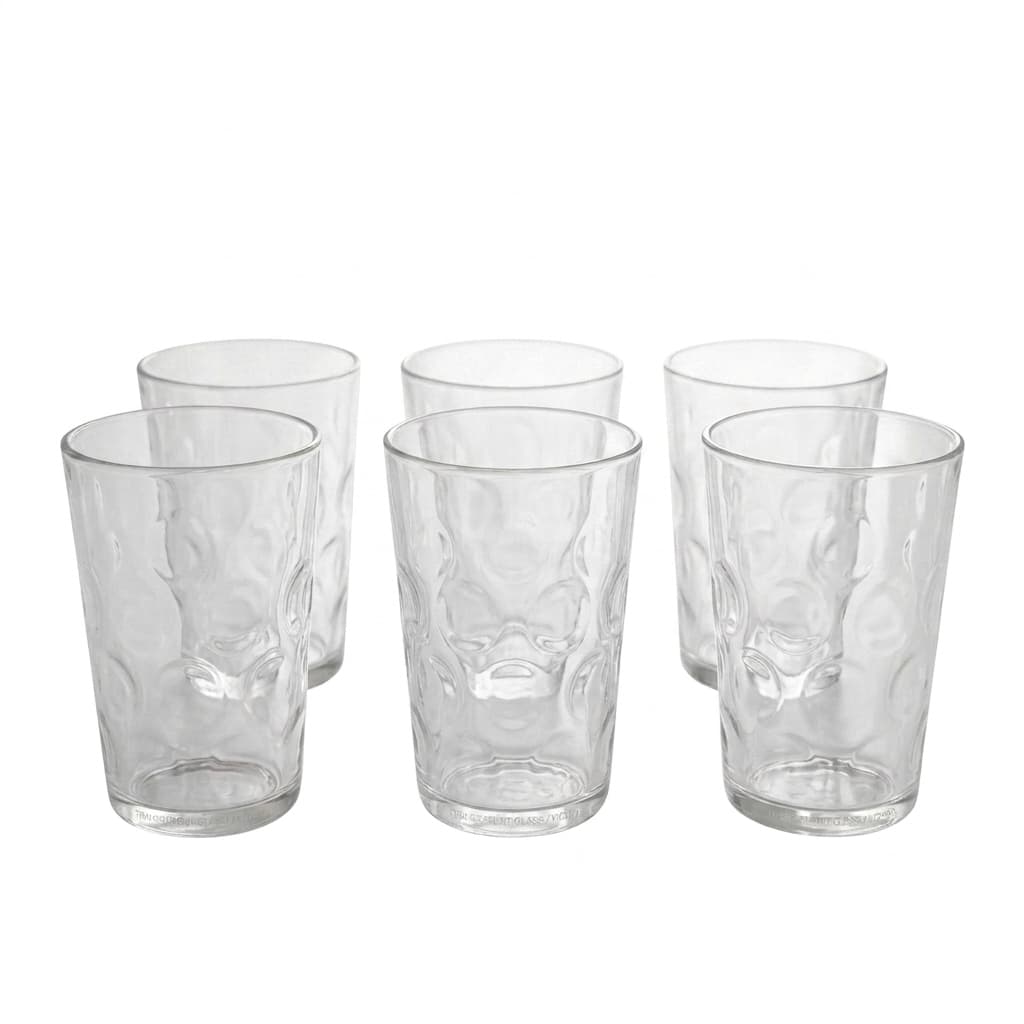 Jogo 6 Copos De Vidro Dots Bolinhas 190ml Água Suco Café Mesa Posta