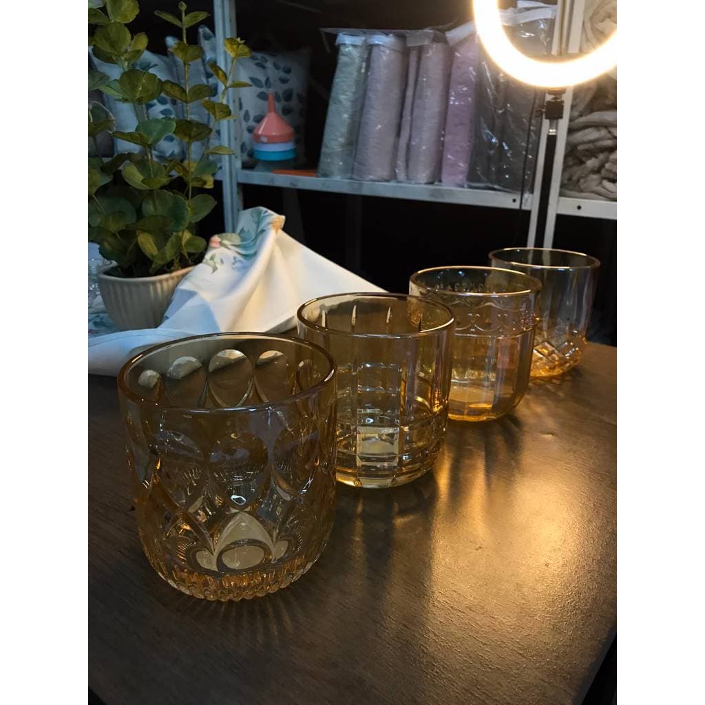 Vaso de Vidro Âmbar Decorativo 13x14cm – 4 Estampas Disponíveis