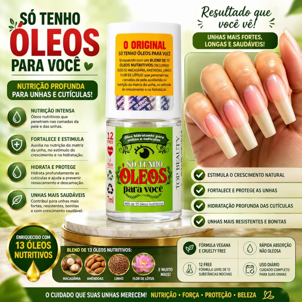 Top Beauty Só Tenho Óleos Para Você Óleo Hidratante Para Cutículas 7ml S.O.S Unhas