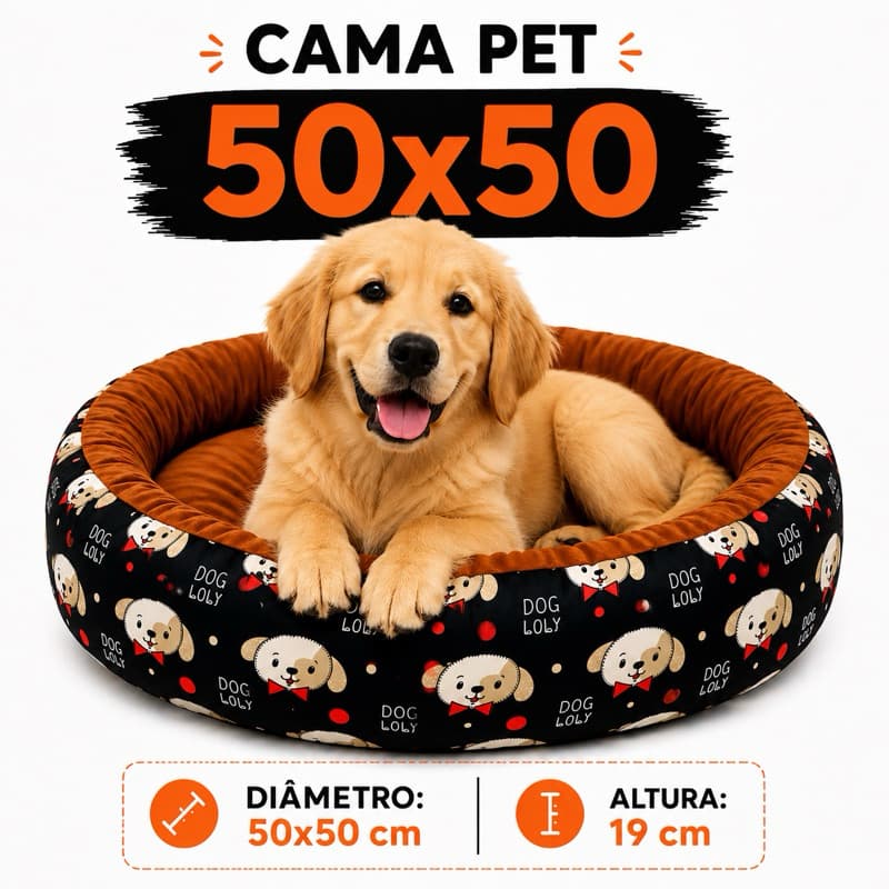 Caminha Pet Redonda Pelúcia 50x50 Cachorro Gato Macia Confortável Quentinha inverno Luxo forro Impermeável