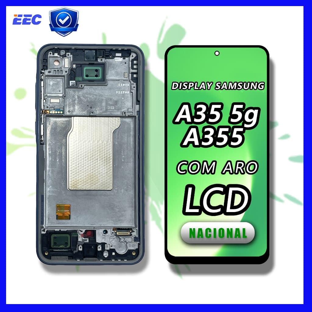 Tela Samsung A35 5G A355 Com Moldura LCD Alta Qualidade Estoque Nacional Pronta Entrega Reparo Celular Preto